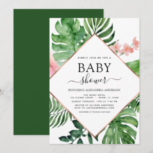 Baby shower Tropische Palm Waterverf Geometrisch Kaart