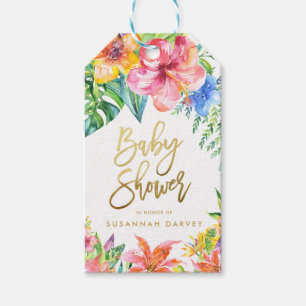 Baby Shower Tropische Waterverf Hartelijk dank Cadeaulabel
