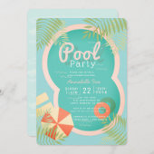 Baby shower Turquoise Blue Pool Party Invitation (Devant / Derrière)
