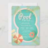 Baby shower Turquoise Blue Pool Party Invitation (Devant)