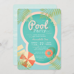 Baby shower Turquoise Blue Pool Party Invitation