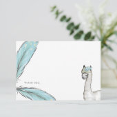Baby shower Turquoise Boho Lama Merci Note (Debout devant)