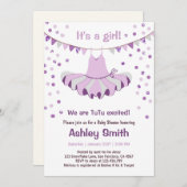 baby shower TuTu Paars Silver Uitnodiging (Voorkant / Achterkant)