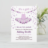 Baby shower TuTu Purple Invitation d'argent (Debout devant)