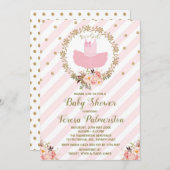 Baby shower Tutu rose Invitation Ballerina Ballet (Devant / Derrière)