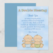 baby shower Twin Boys Bedankkaart (Voorkant / Achterkant)