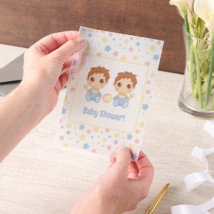 Baby shower Twin Boys Insert Vellum Uitnodigingen