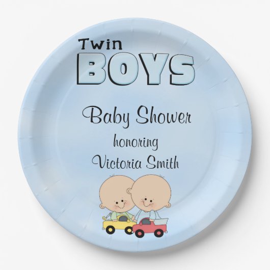 baby shower Twin Boys Papieren Bordje (Voorkant)