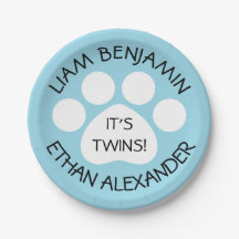 Baby shower - Twin Boys - Paw Print Thema