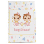 Baby shower Twin Girls Medium Cadeauzakje (Voorkant)