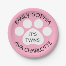 Baby shower - Twin Girls - Paw Print Theme