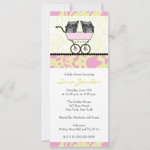 Baby shower Twin Girls - Uitnodiging tot Baby