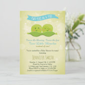 Baby shower Twin Invitation Deux Pois Dans Un Bleu (Debout devant)