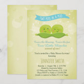 Baby shower Twin Invitation Deux Pois Dans Un Bleu (Devant / Derrière)