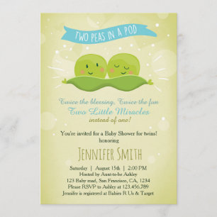 Baby shower Twin Invitation Deux Pois Dans Un Bleu