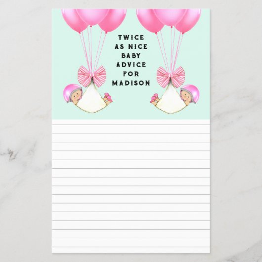 Baby shower Twins Advice Kaarten (Voorkant)
