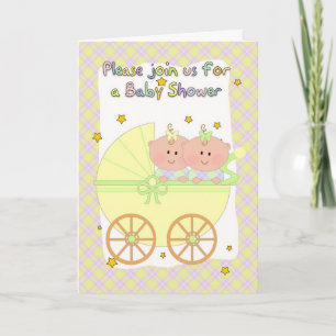 Baby shower Twins - Carte Baby shower Pour Twins