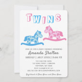 Baby shower Twins Cheval Rocking Carte d'invitatio (Devant)