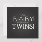 Baby shower TWINS Grijs Krijtbord Modern Classic Kaart (Voorkant)