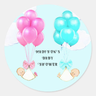 Baby shower Twins Jongen Meisje Balloons Ronde Sticker