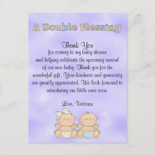 Baby shower Twins Jongen Meisje Briefkaart