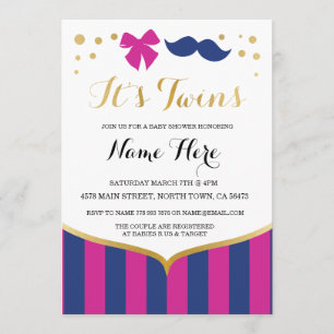 Baby shower Twins Marine Rose Girl Invitation garç