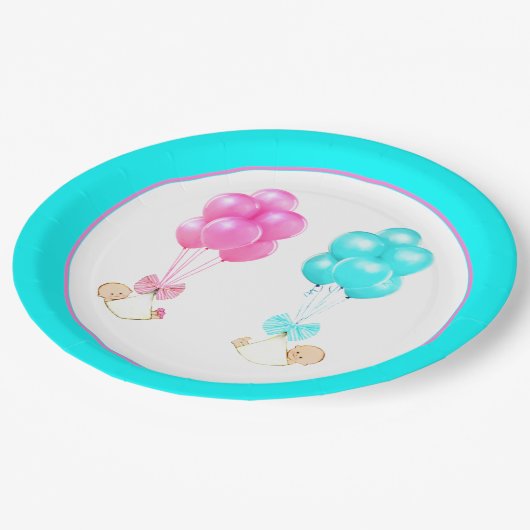 Baby shower Twins Papieren Bordje (Gekanteld)