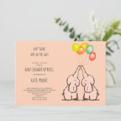 Baby shower Twins Par Mail Peach Invitation (Debout devant)