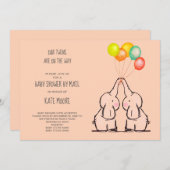 Baby shower Twins Par Mail Peach Invitation (Devant / Derrière)
