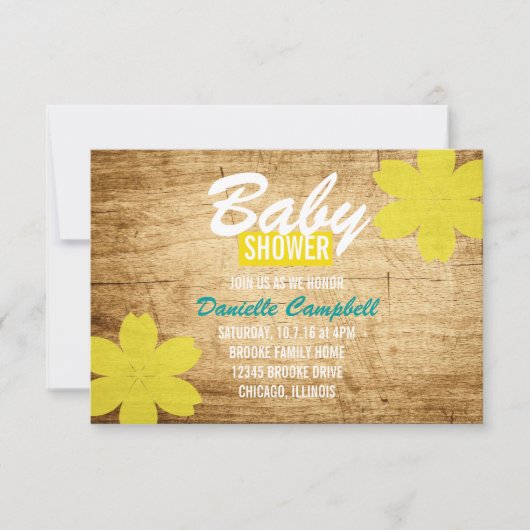 baby shower uitnodigen | Houtdouche Kaart (Voorkant)