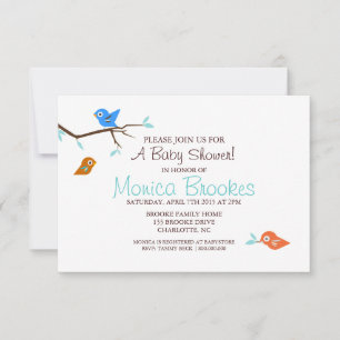 Baby shower uitnodigen   Little Birdie Boy White Kaart