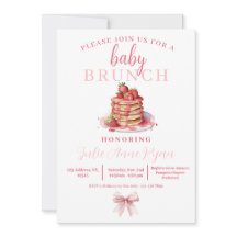 Baby shower Uitnodigen - Roze Bow Brunch!