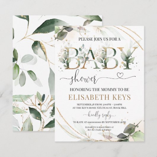 Baby shower Uitnodiging (Voorkant / Achterkant)