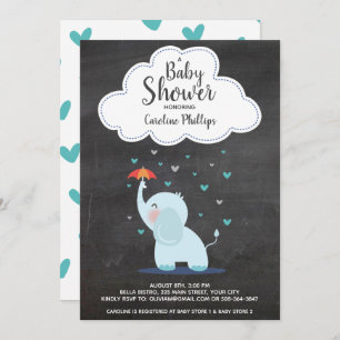 baby shower Uitnodiging Baby olifant Chalkboard