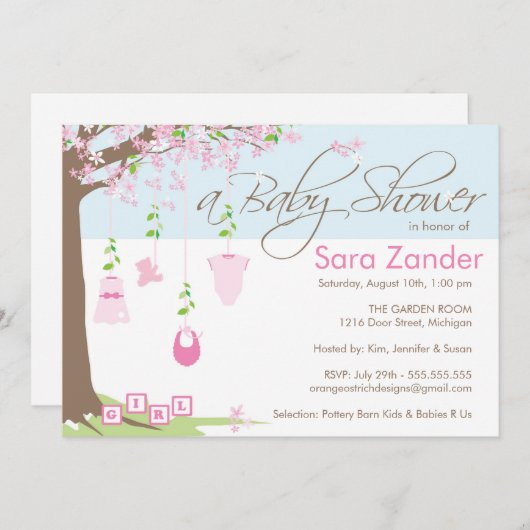Baby shower Uitnodiging - Babykleding (Voorkant / Achterkant)