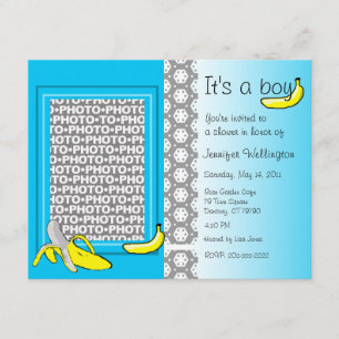 baby shower Uitnodiging Banana Boy Voeg Foto toe