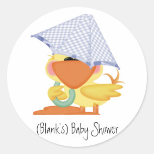baby shower Uitnodiging-Blauwe Duik/Quackup Ronde Sticker