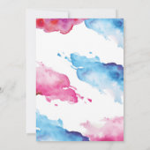 baby shower Uitnodiging | Blauwe en roze waterverf (Achterkant)