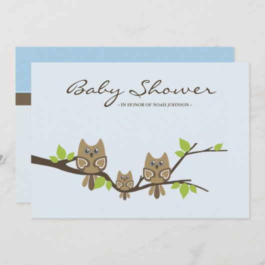 baby shower Uitnodiging (Boy) (Voorkant / Achterkant)