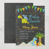 Baby shower-uitnodiging Dinosaur Kaart (Voorkant / Achterkant)