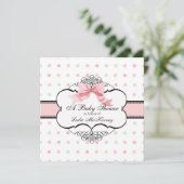 Baby shower Uitnodiging - Franse Bow Dot Swirl (Staand voorkant)