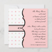 Baby shower Uitnodiging - Franse Bow Dot Swirl (Achterkant)