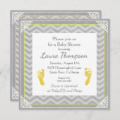 baby shower Uitnodiging Gray Chevron Stripe (Voorkant / Achterkant)
