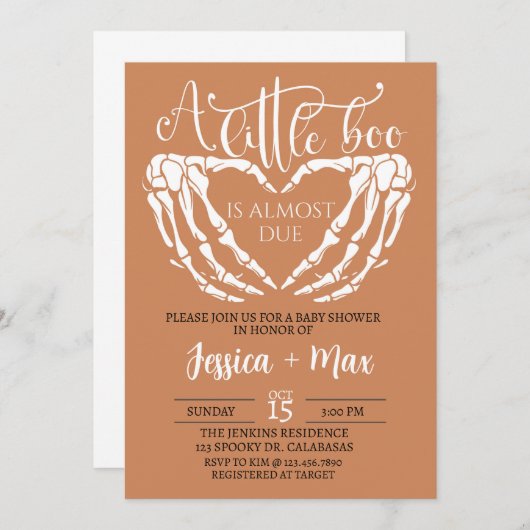 Baby shower uitnodiging, Halloween Baby shower Kaart (Voorkant / Achterkant)