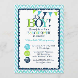 Baby shower Uitnodiging Het is een jongen! Aqua, g