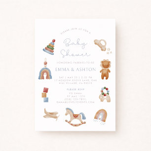 Baby shower Uitnodiging Houten Speelgoed – Boho St