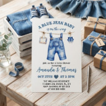 Baby Shower Uitnodiging Jongen Blauwe Spijkerbroek
