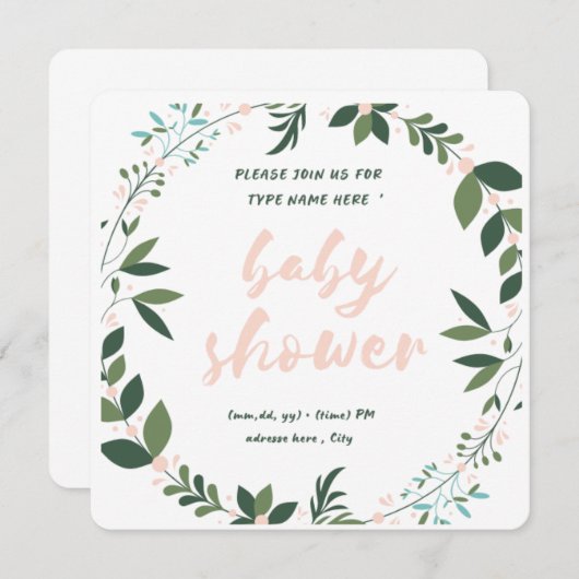 baby shower-uitnodiging kaart (Voorkant / Achterkant)