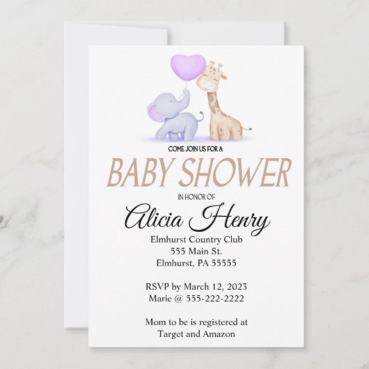 Baby shower-uitnodiging kaart (Voorkant)