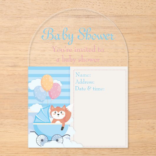 Baby shower Uitnodiging Kaart 9 Acryl Uitnodigingen (Voorkant)